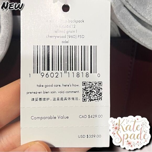 New NWT Kate Spade Adel Medium Flap Backpack Bag – Cherrywood - Picture 6 of 12